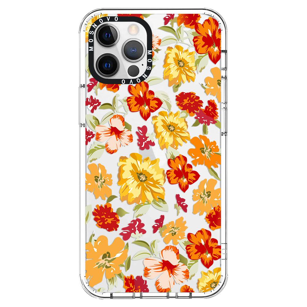 70s Boho Yellow Flower Phone Case - iPhone 12 Pro Case - MOSNOVO