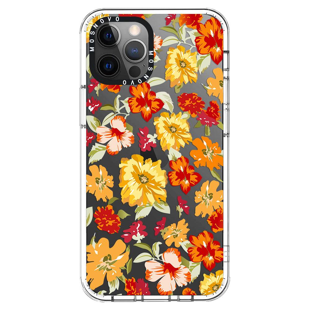 70s Boho Yellow Flower Phone Case - iPhone 12 Pro Case - MOSNOVO