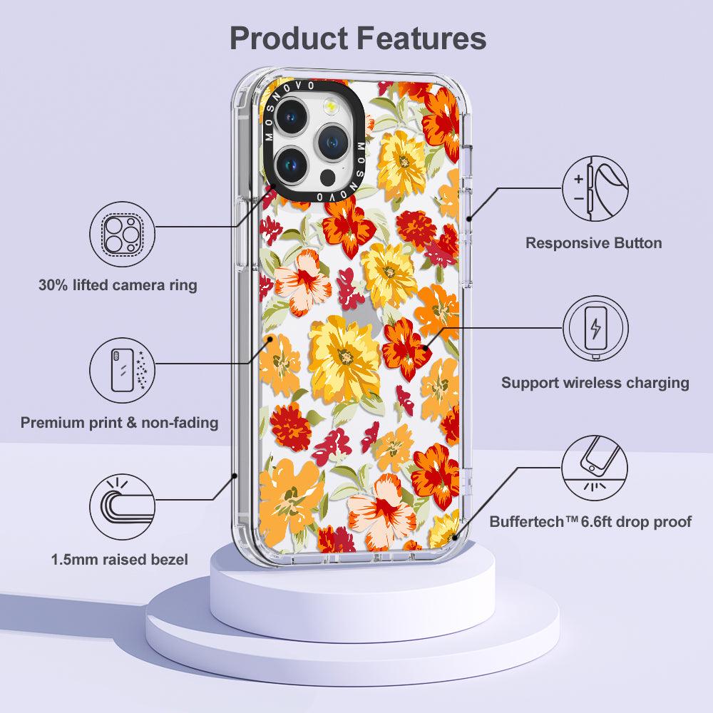 70s Boho Yellow Flower Phone Case - iPhone 12 Pro Max Case - MOSNOVO