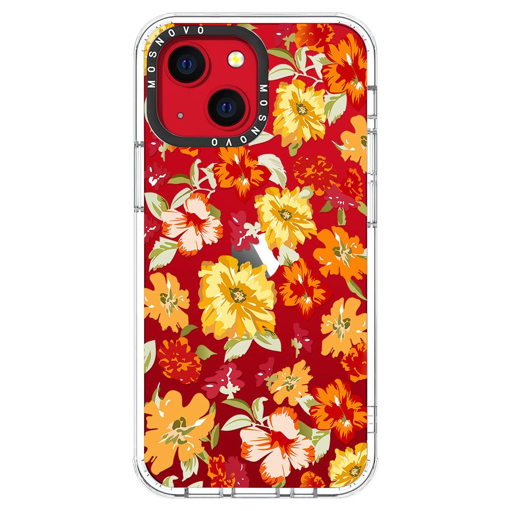 70s Boho Yellow Flower Phone Case - iPhone 13 Mini Case - MOSNOVO