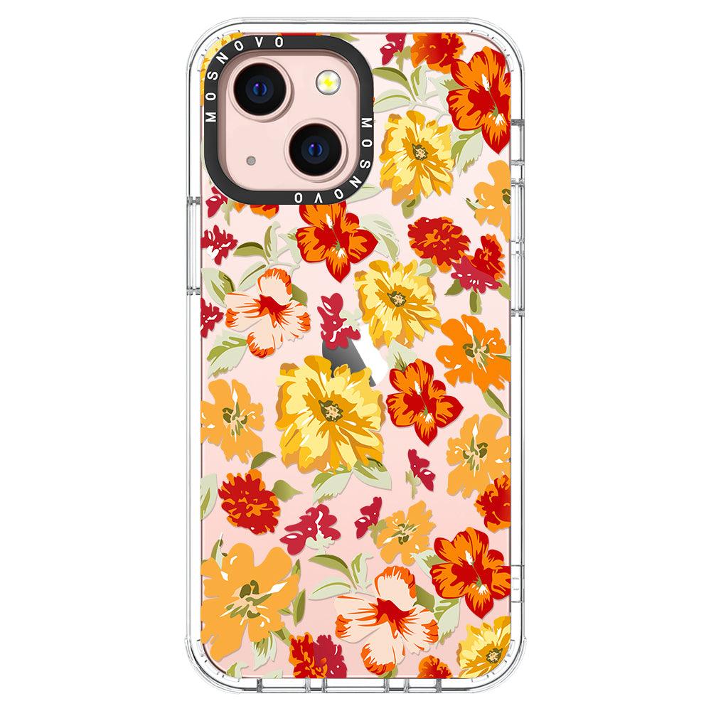 70s Boho Yellow Flower Phone Case - iPhone 13 Mini Case - MOSNOVO