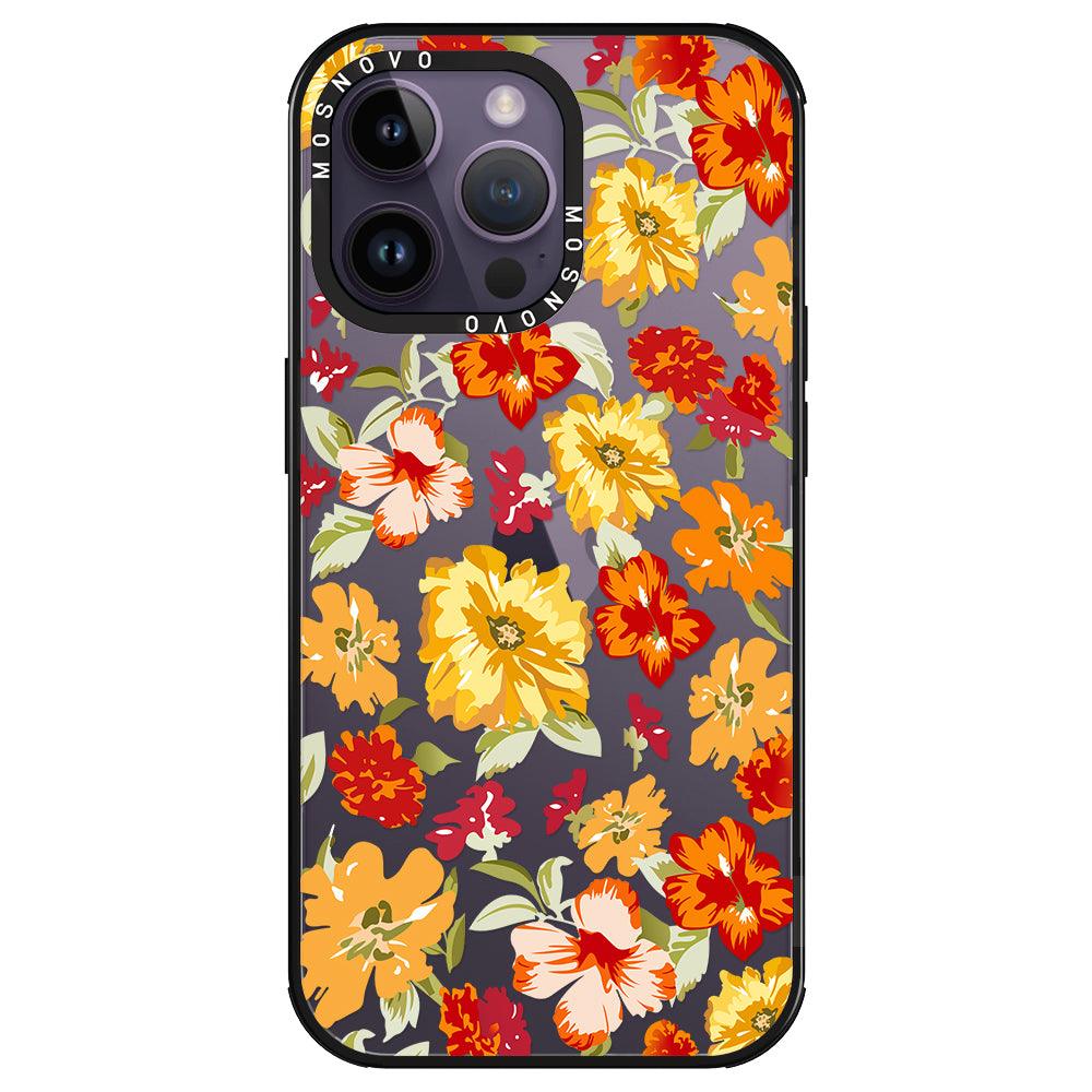 70s Boho Yellow Flower Phone Case - iPhone 14 Pro Max Case - MOSNOVO