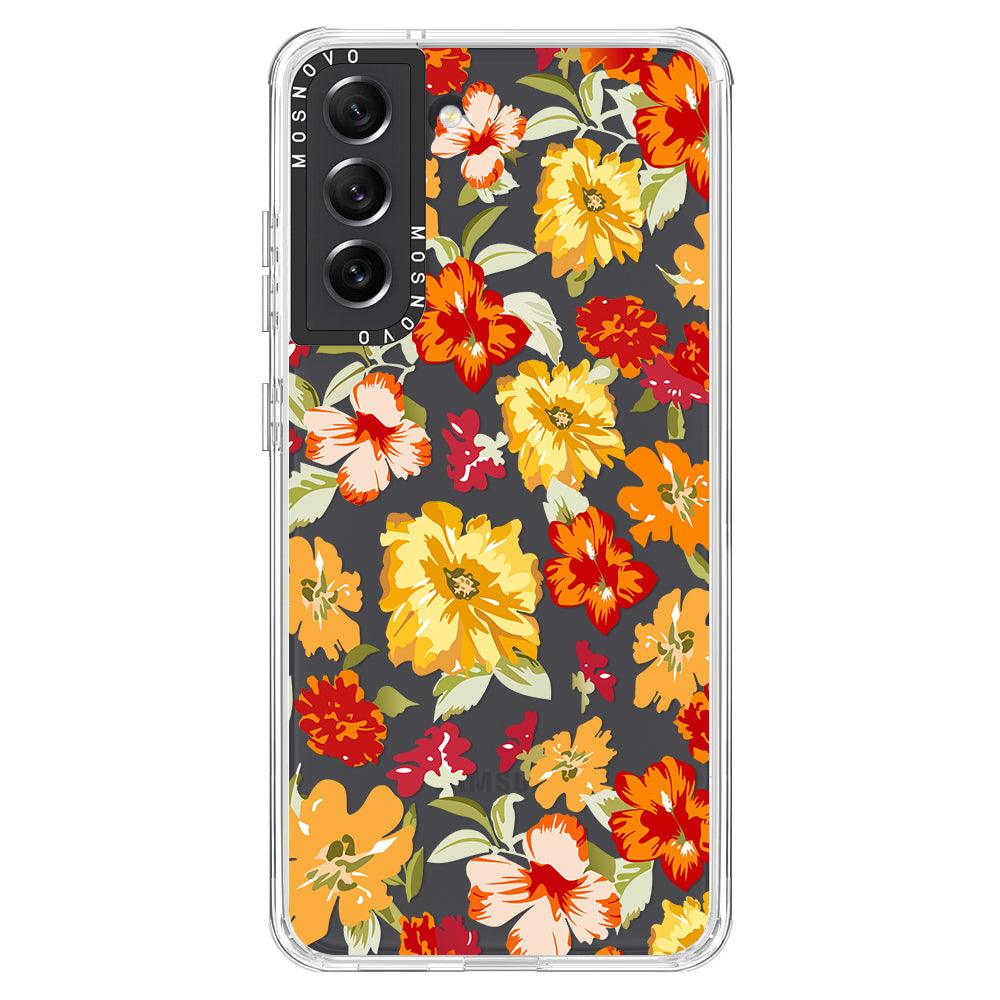 70s Boho Yellow Flower Phone Case - Samsung Galaxy S21 FE Case - MOSNOVO
