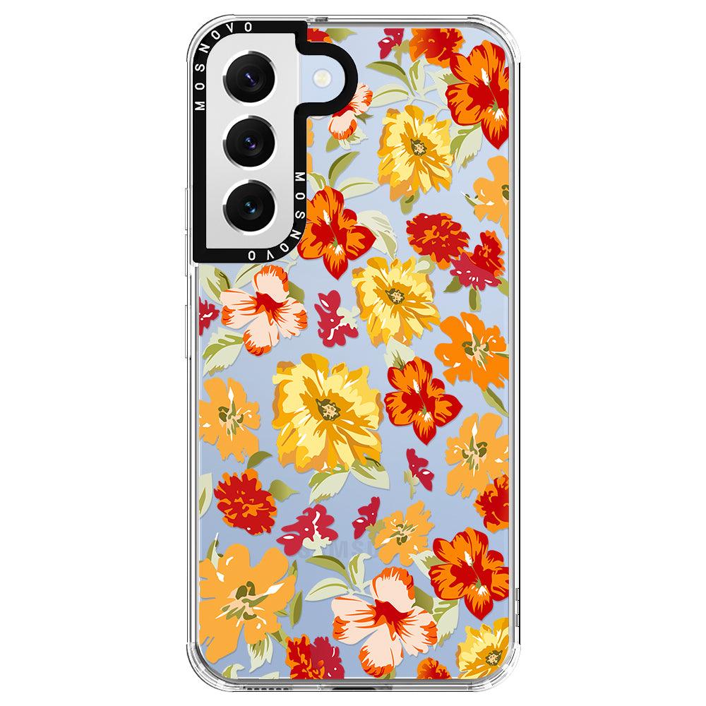 70s Boho Yellow Flower Phone Case - Samsung Galaxy S22 Case - MOSNOVO