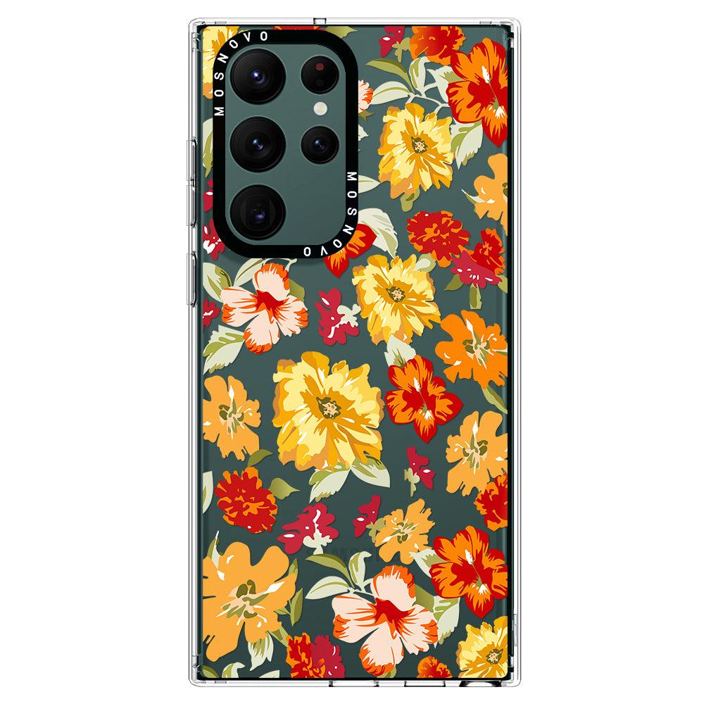 70s Boho Yellow Flower Phone Case - Samsung Galaxy S22 Ultra Case - MOSNOVO