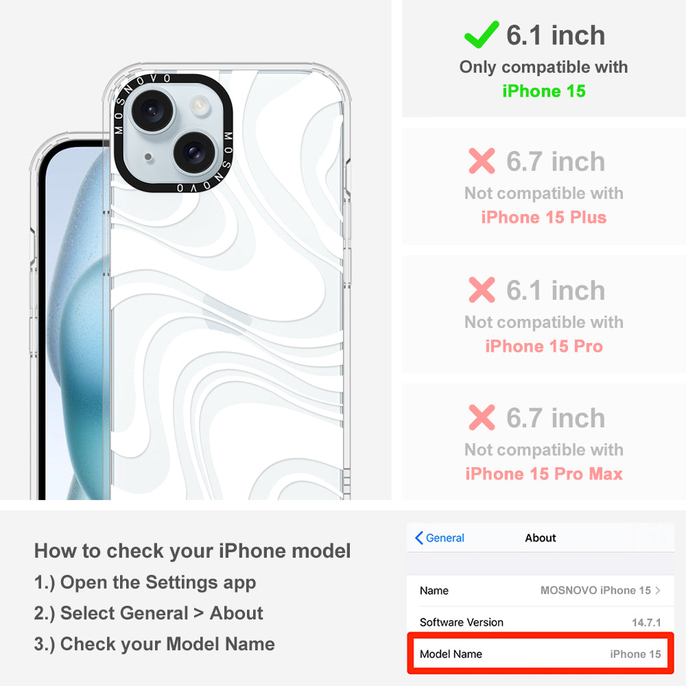White Swirl Phone Case - iPhone 15 Case - MOSNOVO
