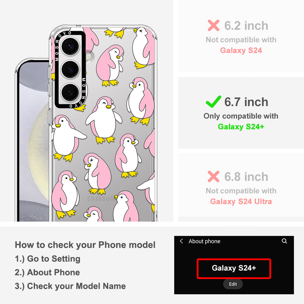 Pink Penguins Phone Case - Samsung Galaxy S24 Plus Case