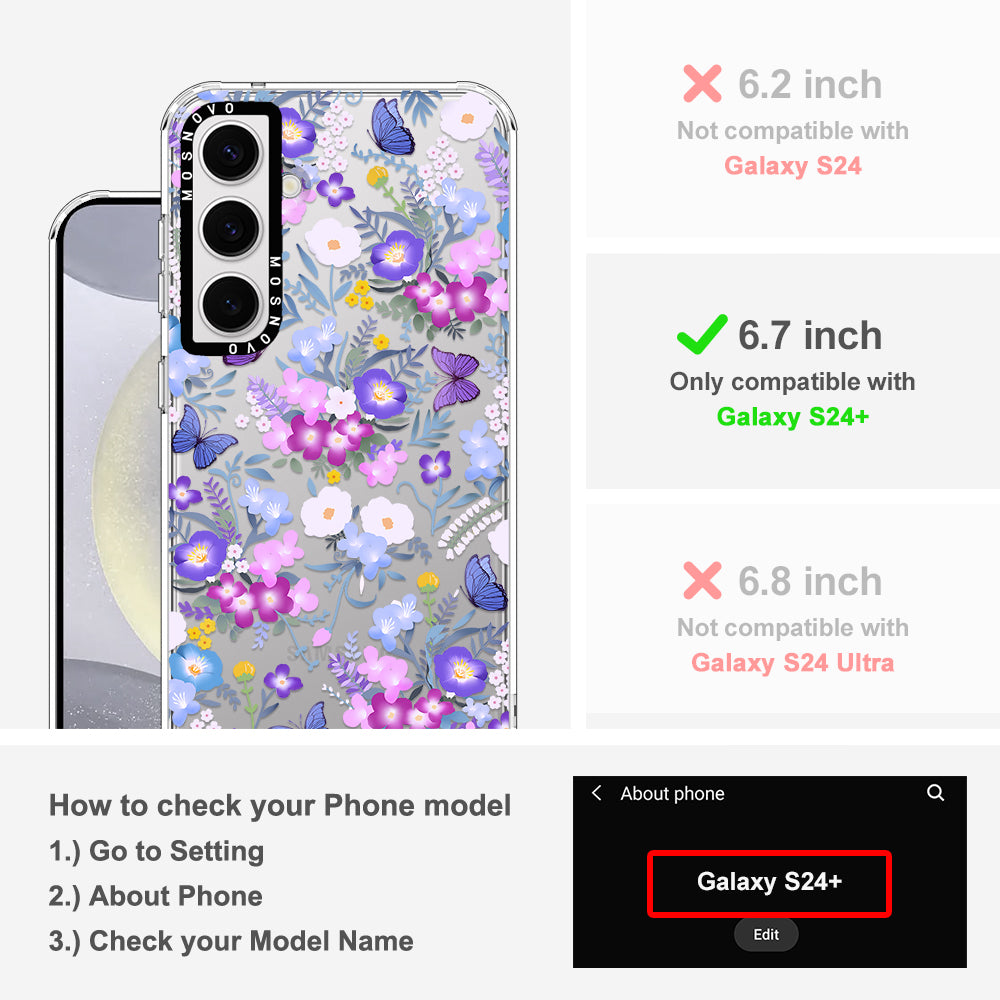 Purple Peri Nemophila Flower Phone Case - Samsung Galaxy S24 Plus Case - MOSNOVO