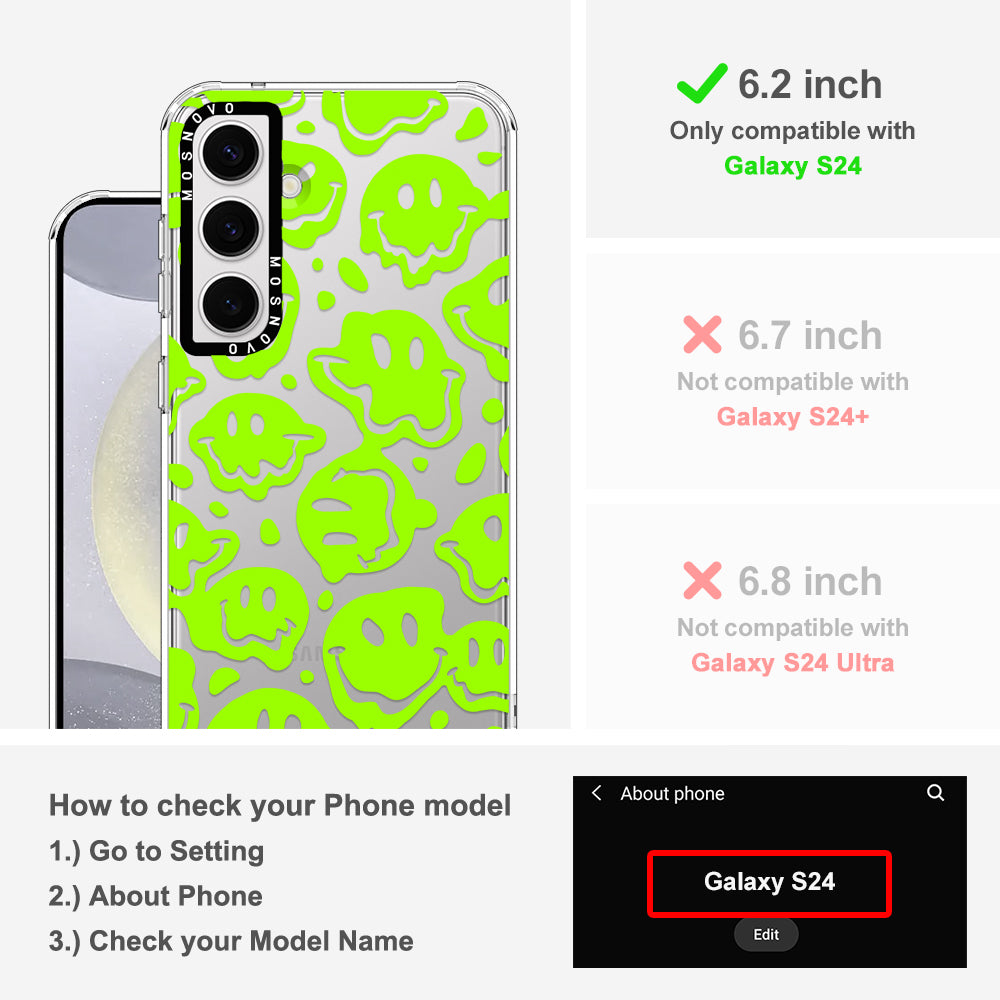 Distorted Green Smiles Face Phone Case - Samsung Galaxy S24 Case - MOSNOVO