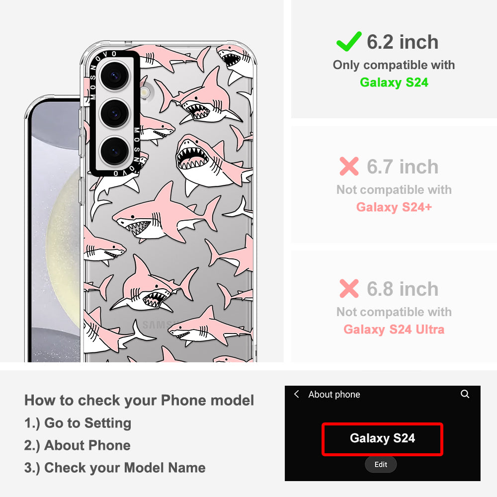 Pink Shark Phone Case - Samsung Galaxy S24 Case - MOSNOVO