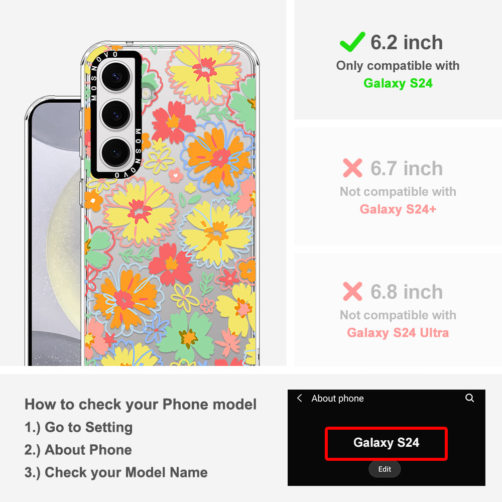 Retro Boho Hippie Flowers Phone Case - Samsung Galaxy S24 Case - MOSNOVO