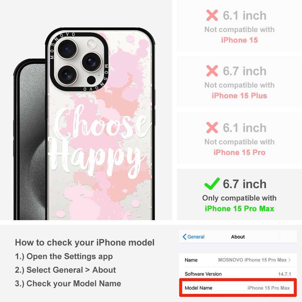 Choose Happy Phone Case - iPhone 15 Pro Max Case - MOSNOVO