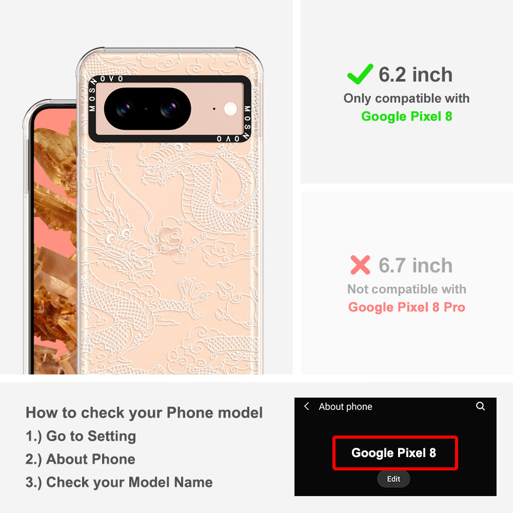 White Dragon Phone Case - Google Pixel 8 Case - MOSNOVO