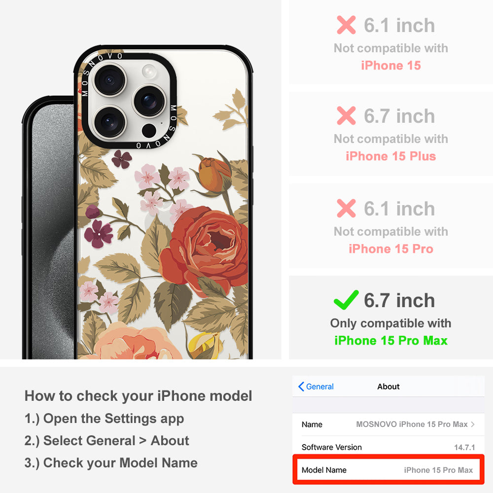 Vintage Roses Phone Case - iPhone 15 Pro Max Case - MOSNOVO