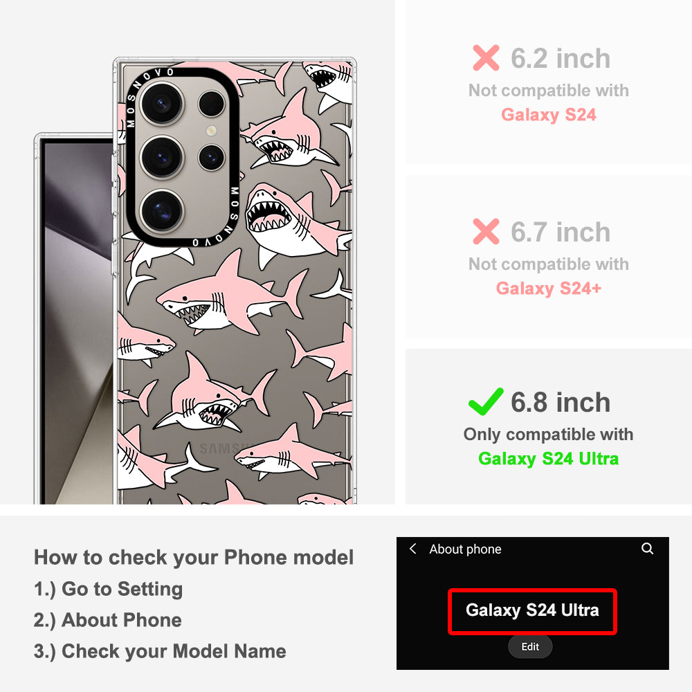 Pink Shark Phone Case - Samsung Galaxy S24 Ultra Case - MOSNOVO