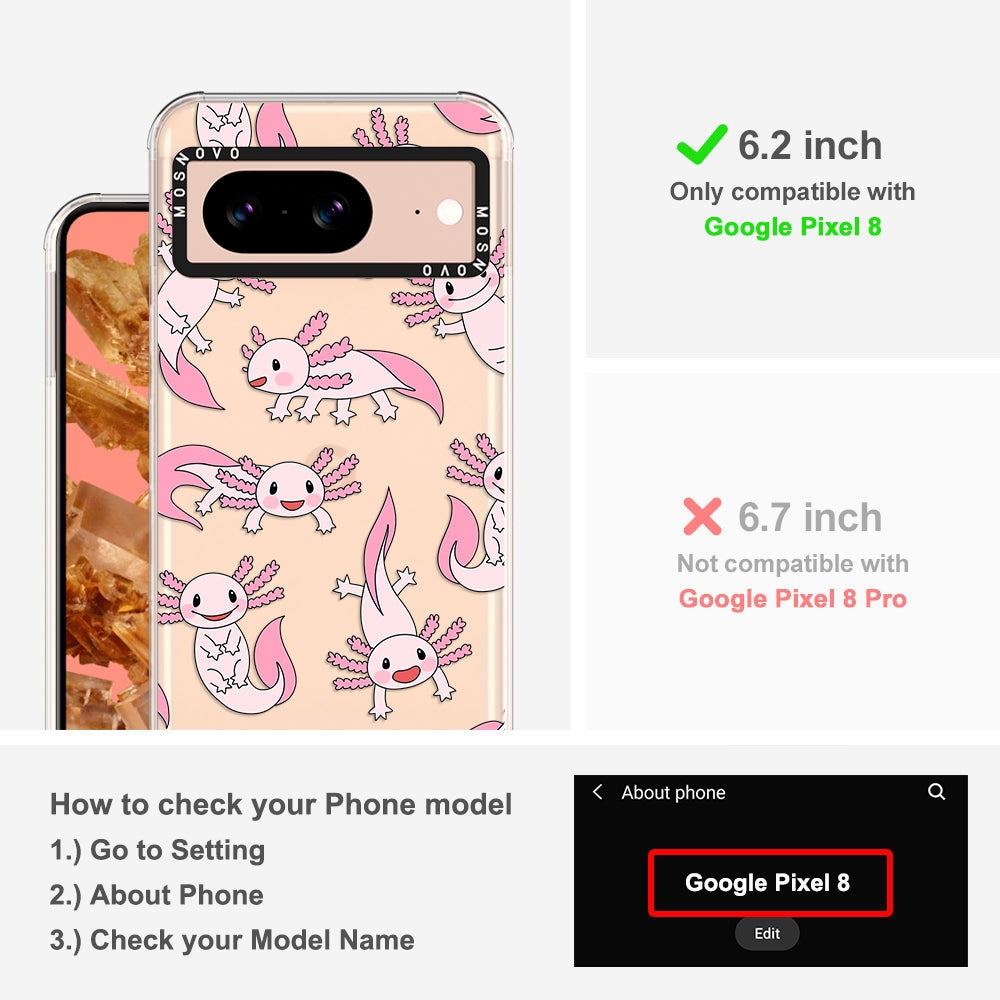 Pink Axolotl Phone Case - Google Pixel 8 Case - MOSNOVO