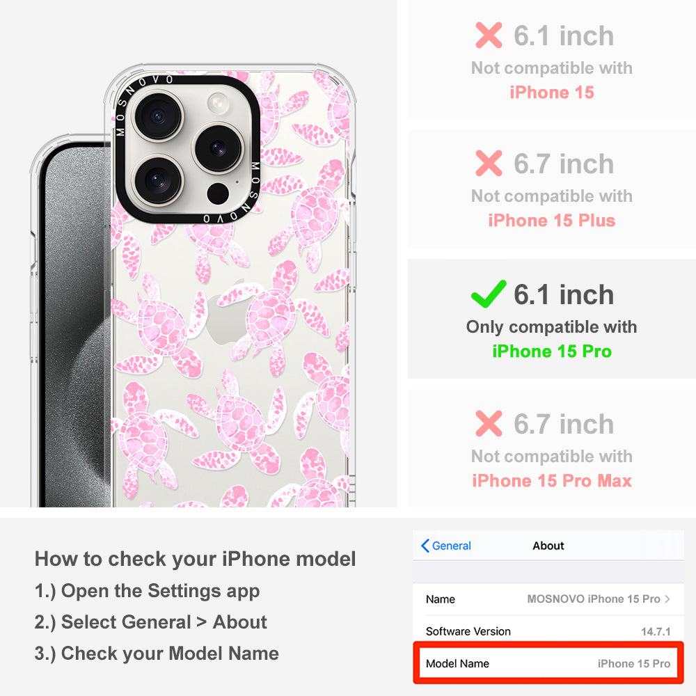 Pink Turtle Phone Case - iPhone 15 Pro Case - MOSNOVO