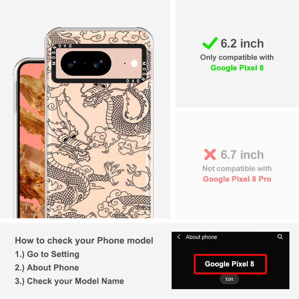 Black Dragon Phone Case - Google Pixel 8 Case - MOSNOVO