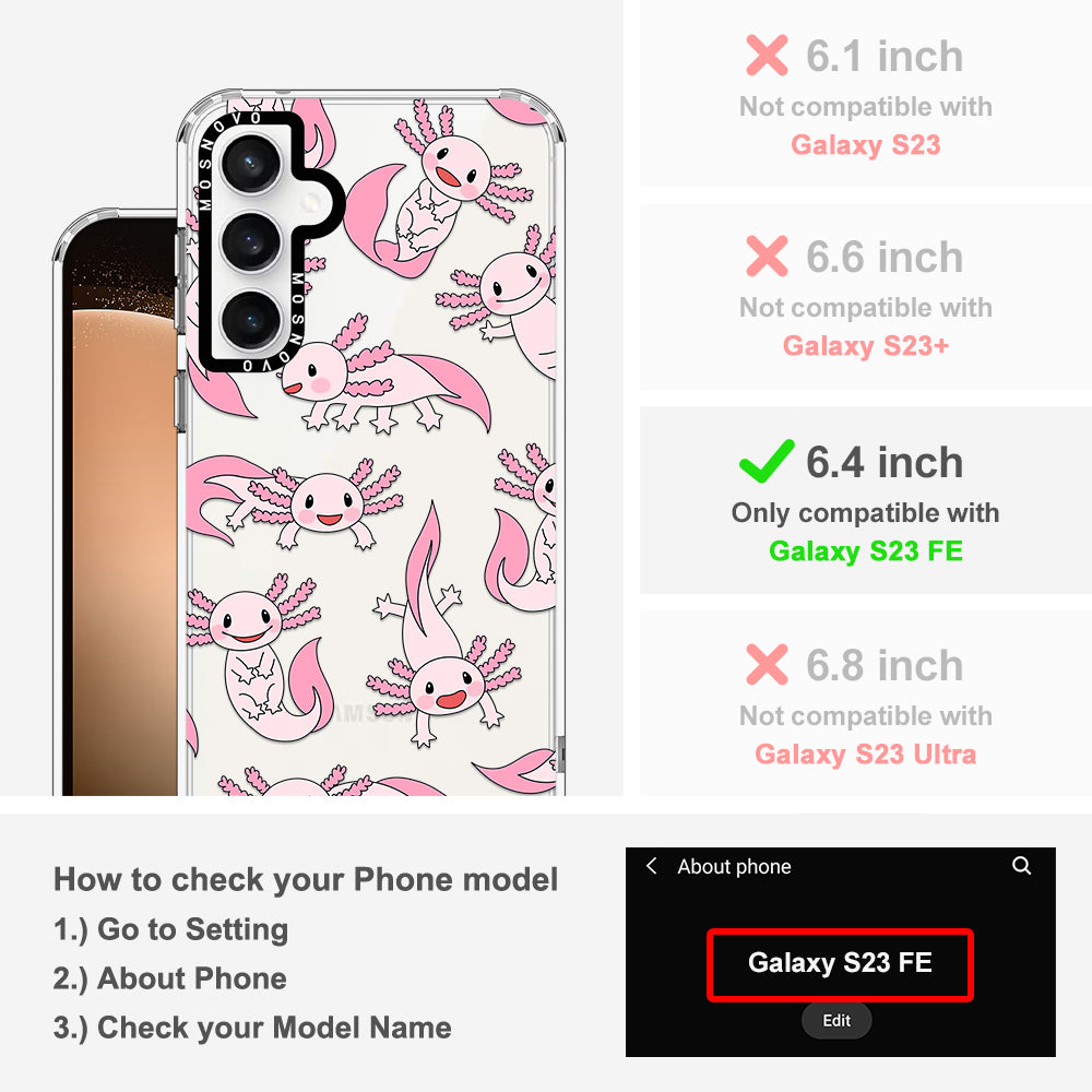 Pink Axolotl Phone Case - Samsung Galaxy S23 FE Case