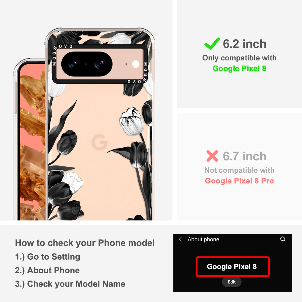 Black Tulips Phone Case - Google Pixel 8 Case - MOSNOVO