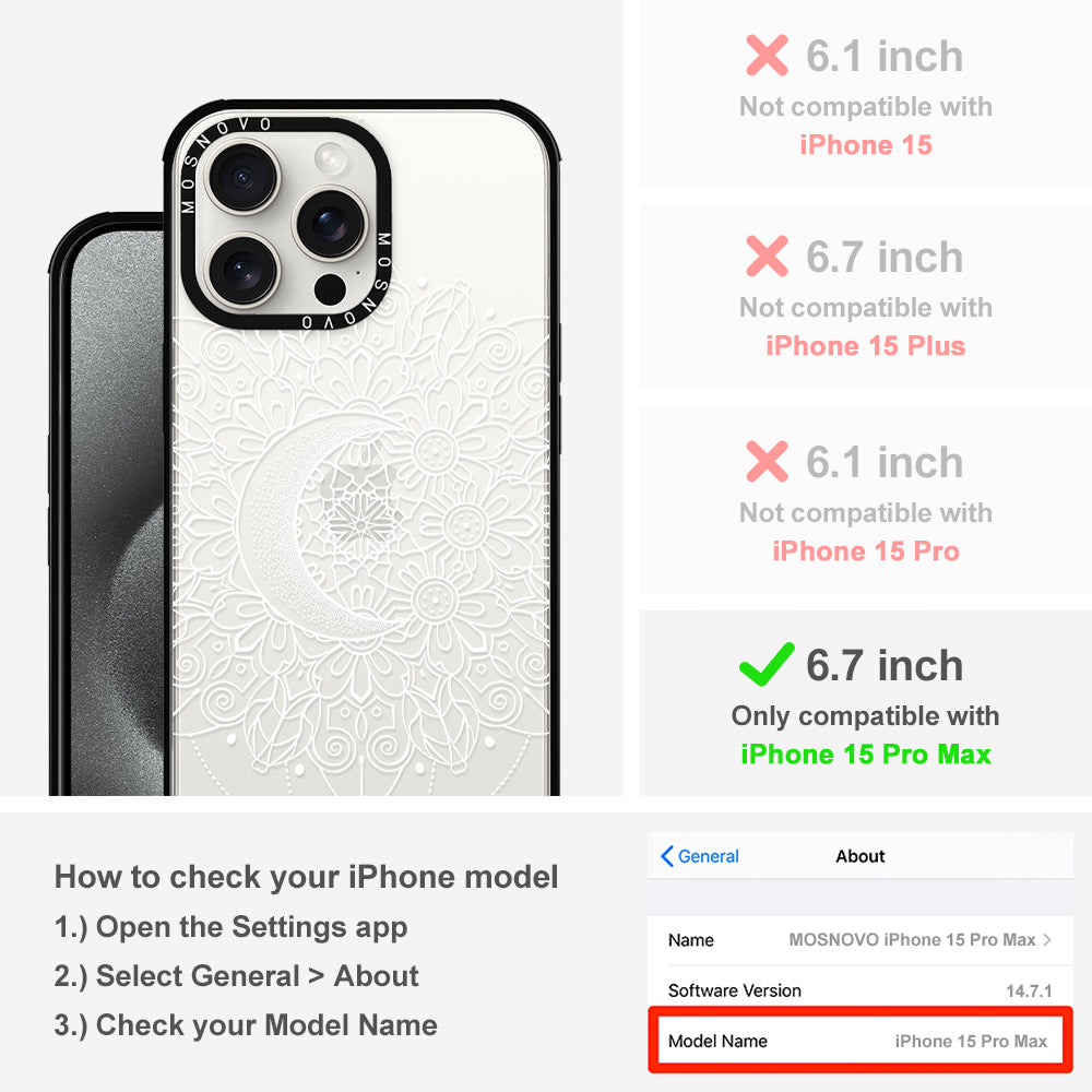 Celestial Moon Mandala Phone Case - iPhone 15 Pro Max Case - MOSNOVO