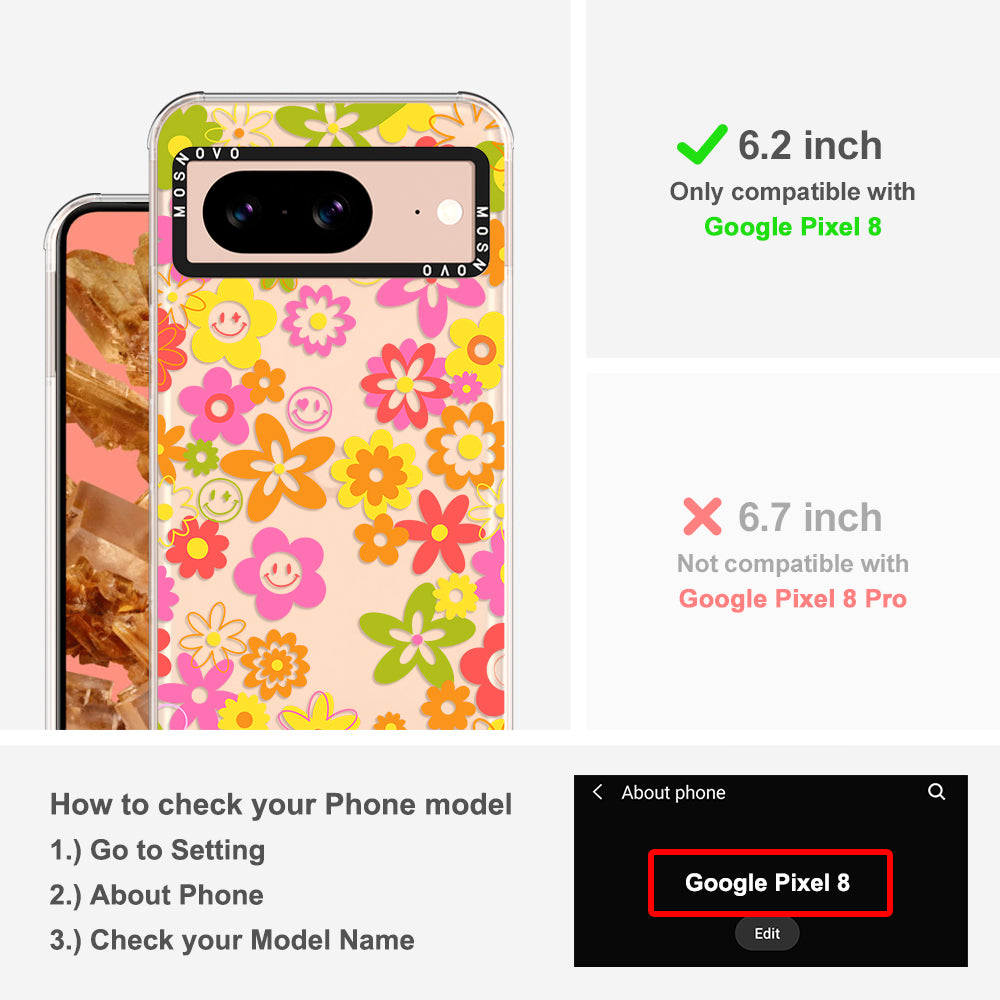 70's Groovy Floral Phone Case - Google Pixel 8 Case - MOSNOVO