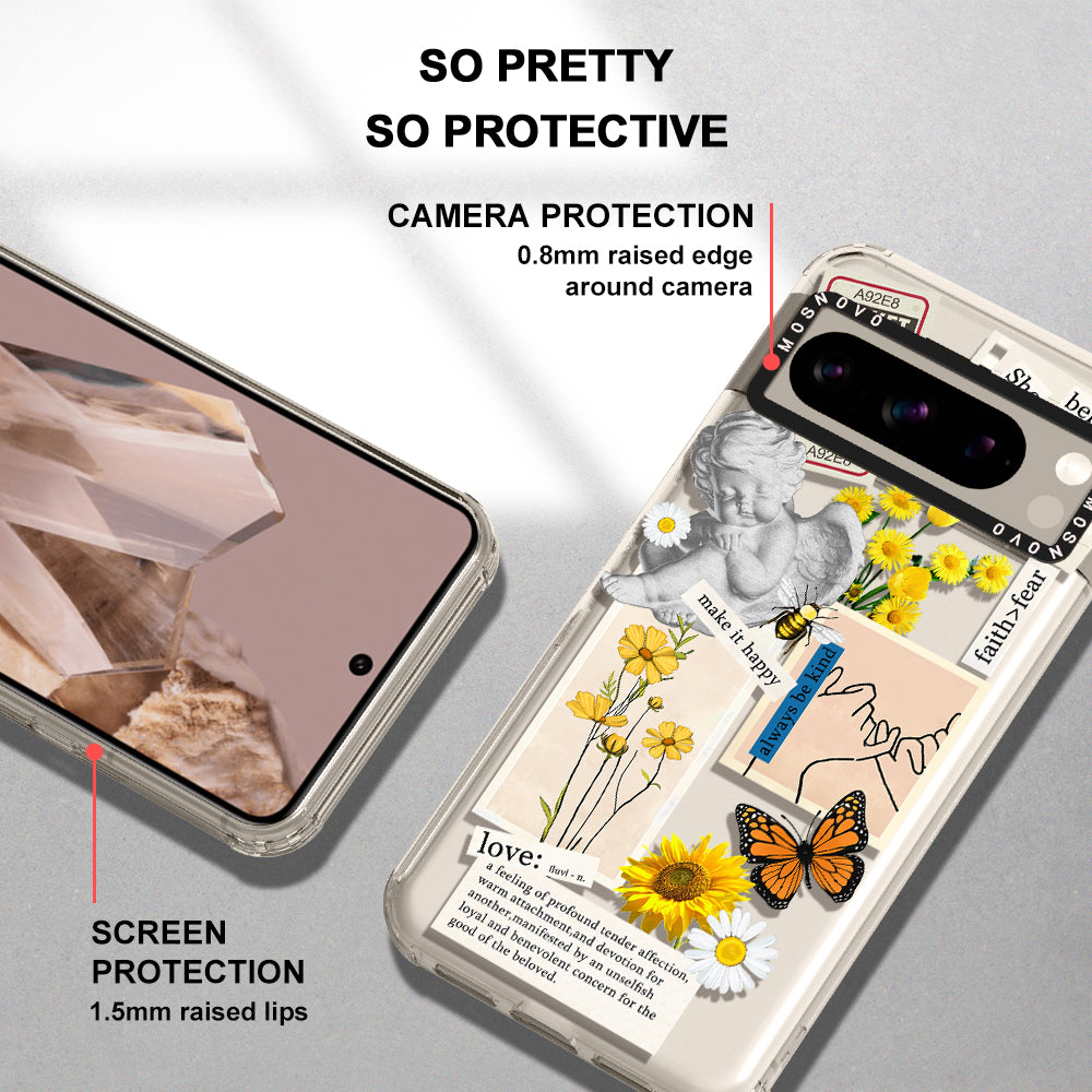 Vintage Collage Sunflower Butterfly Phone Case - Google Pixel 8 Pro Case - MOSNOVO