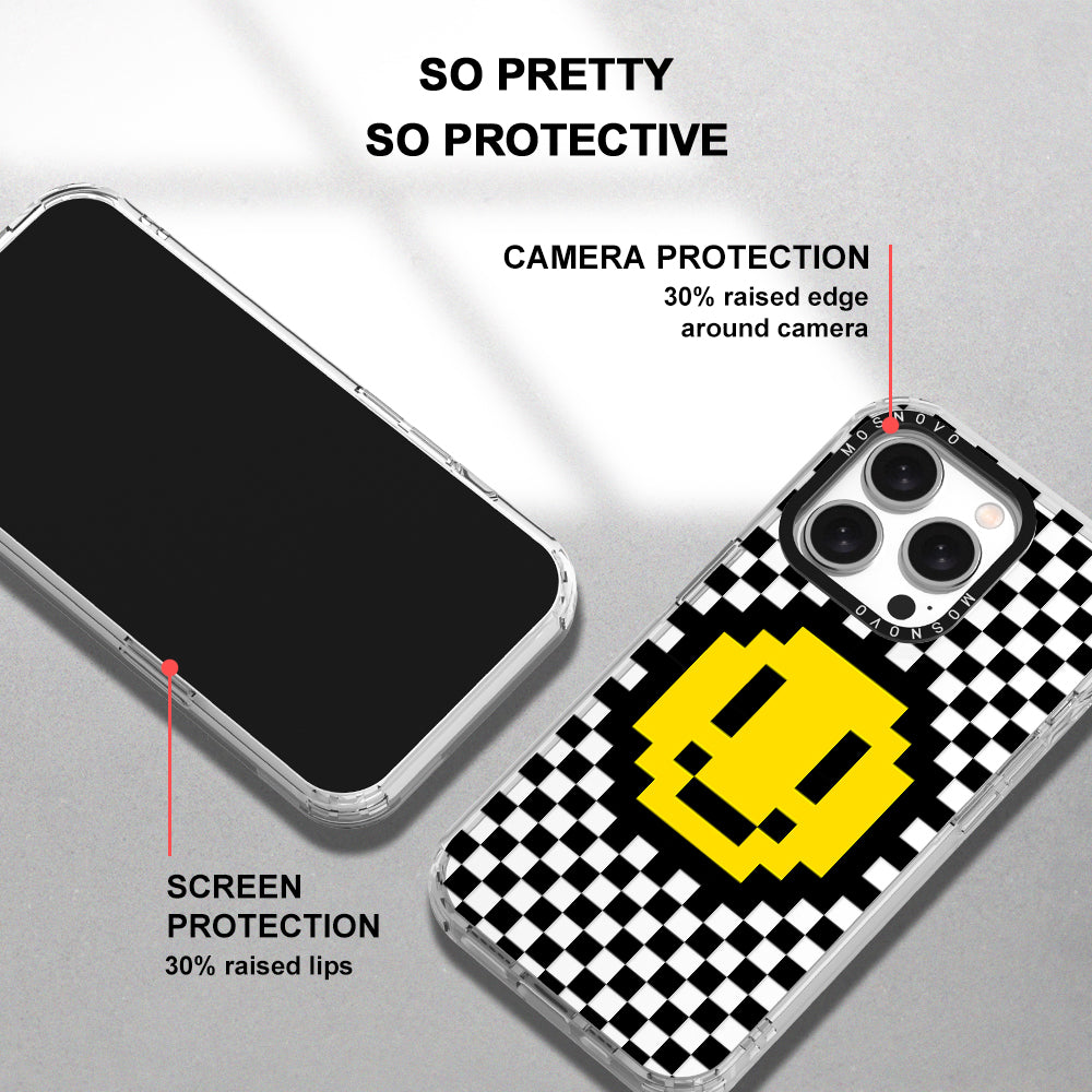 Smile Checkered Phone Case - iPhone 15 Pro Case - MOSNOVO