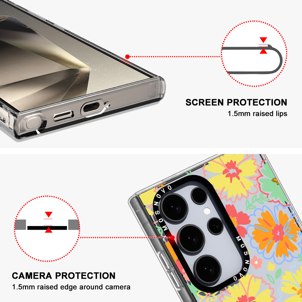 Retro Boho Hippie Flowers Phone Case - Samsung Galaxy S24 Ultra Case - MOSNOVO