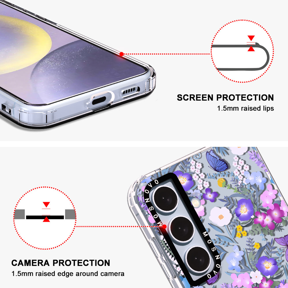 Purple Peri Nemophila Flower Phone Case - Samsung Galaxy S24 Plus Case - MOSNOVO