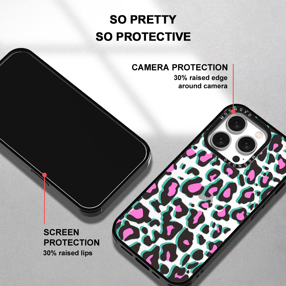 Hot Pink Leopard Print Phone Case - iPhone 15 Pro Case - MOSNOVO