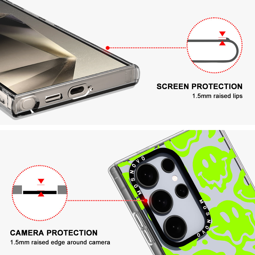 Distorted Green Smiles Face Phone Case - Samsung Galaxy S24 Ultra Case - MOSNOVO