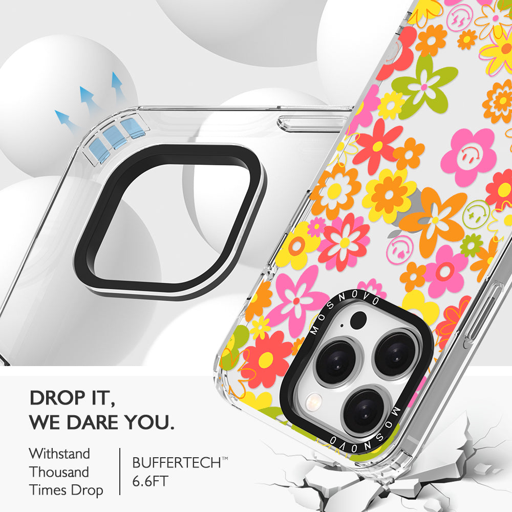 70's Groovy Floral Phone Case - iPhone 15 Pro Case - MOSNOVO