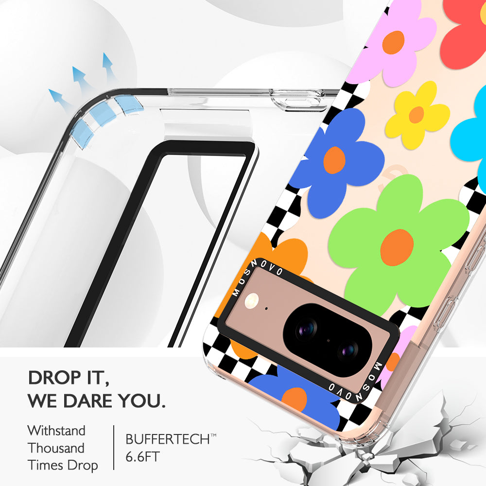 60's Checkered Floral Phone Case - Google Pixel 8 Case - MOSNOVO