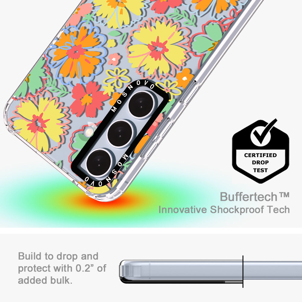 Retro Boho Hippie Flowers Phone Case - Samsung Galaxy S24 Plus Case - MOSNOVO