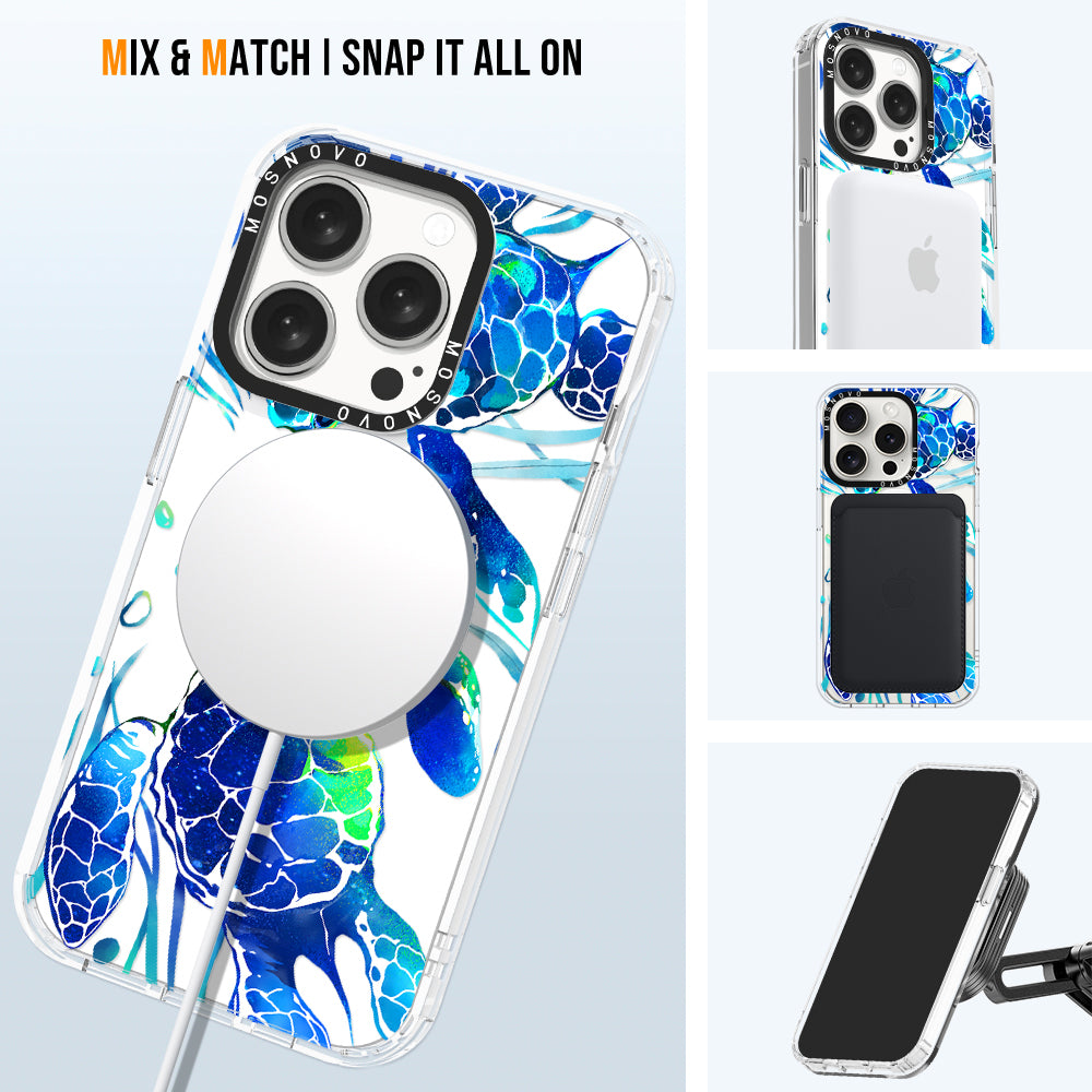 Blue Sea Turtle Phone Case - iPhone 15 Pro Case - MOSNOVO