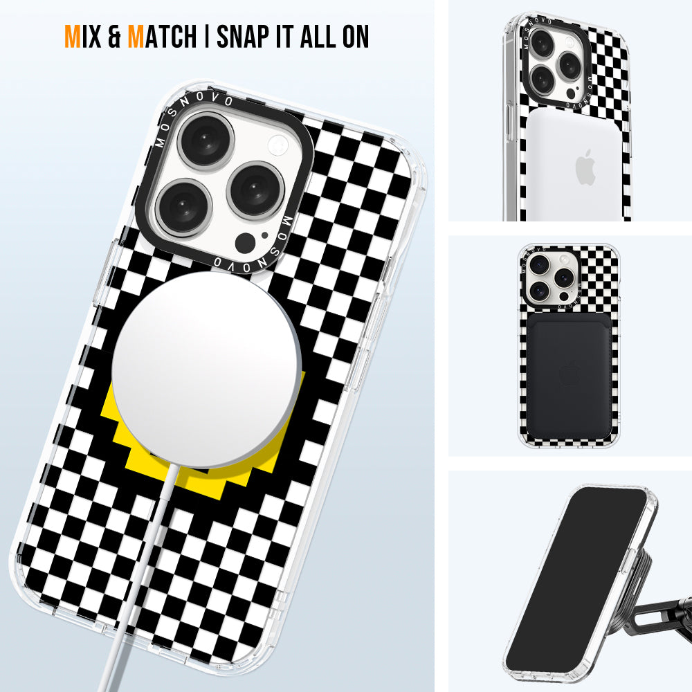 Smile Checkered Phone Case - iPhone 15 Pro Case - MOSNOVO