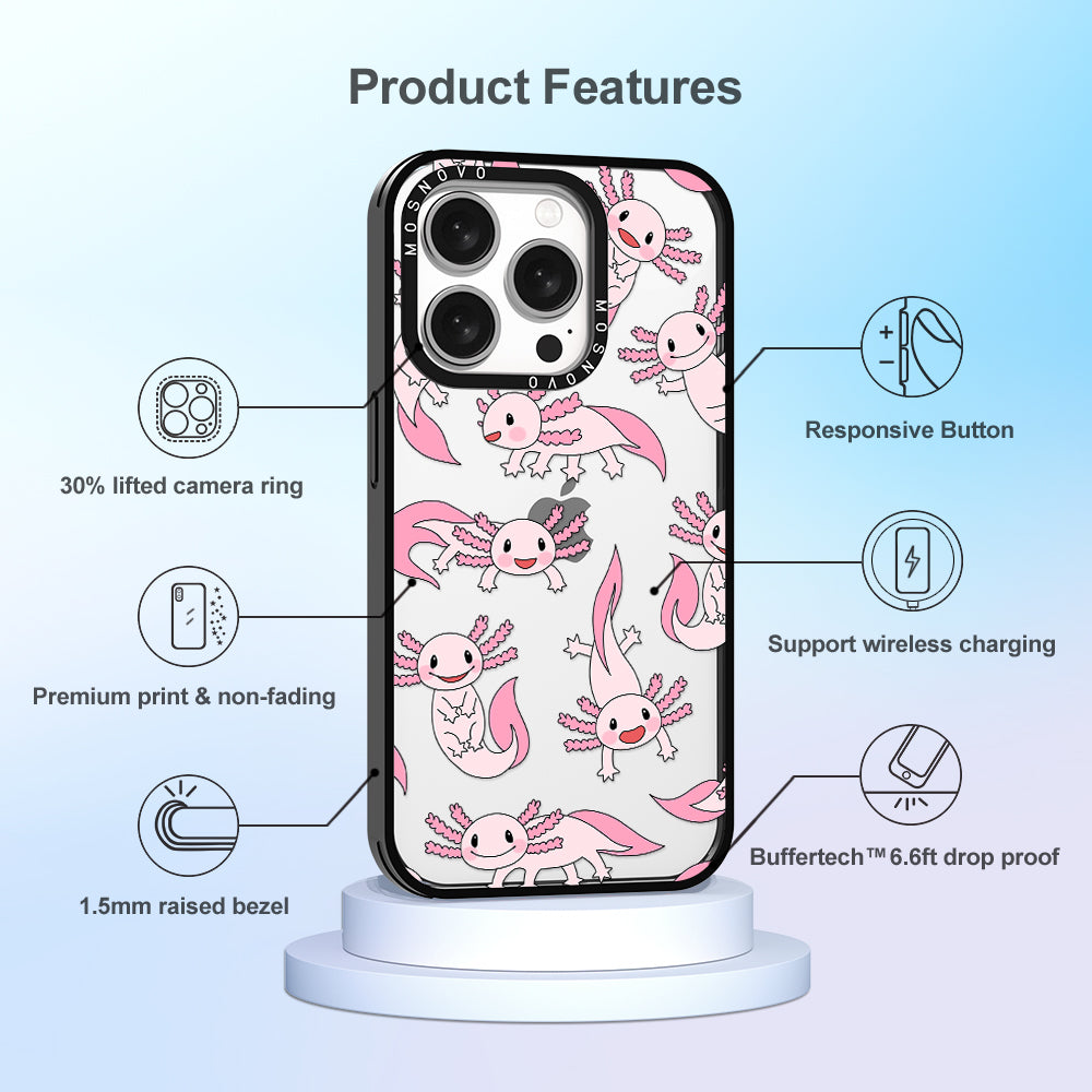 Pink Axolotl Phone Case - iPhone 15 Pro Case - MOSNOVO