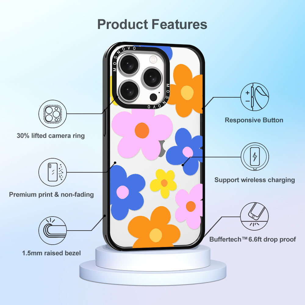 60's Groovy Flower Phone Case - iPhone 15 Pro Case - MOSNOVO