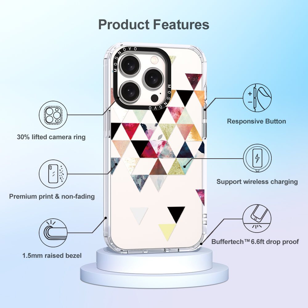 Triangles Stone Marble Phone Case - iPhone 15 Pro Case - MOSNOVO
