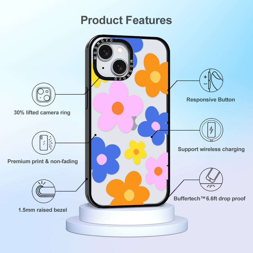 60's Groovy Flower Phone Case - iPhone 15 Case - MOSNOVO