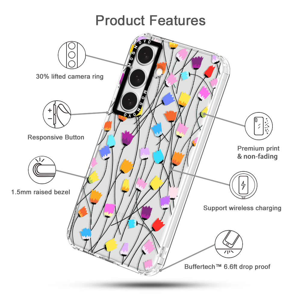 Rainbow Tulips Phone Case - Samsung Galaxy S24 Plus Case - MOSNOVO