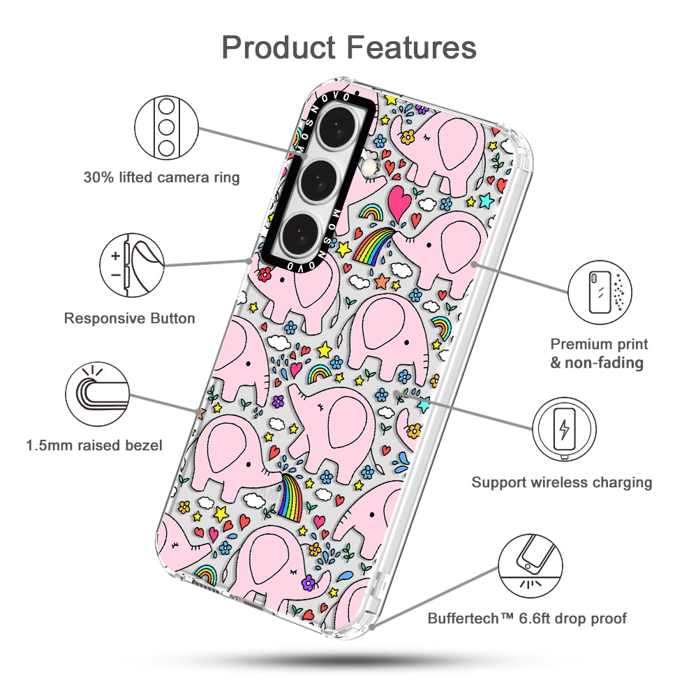 Cute Pink Elephant Phone Case - Samsung Galaxy S24 Case - MOSNOVO
