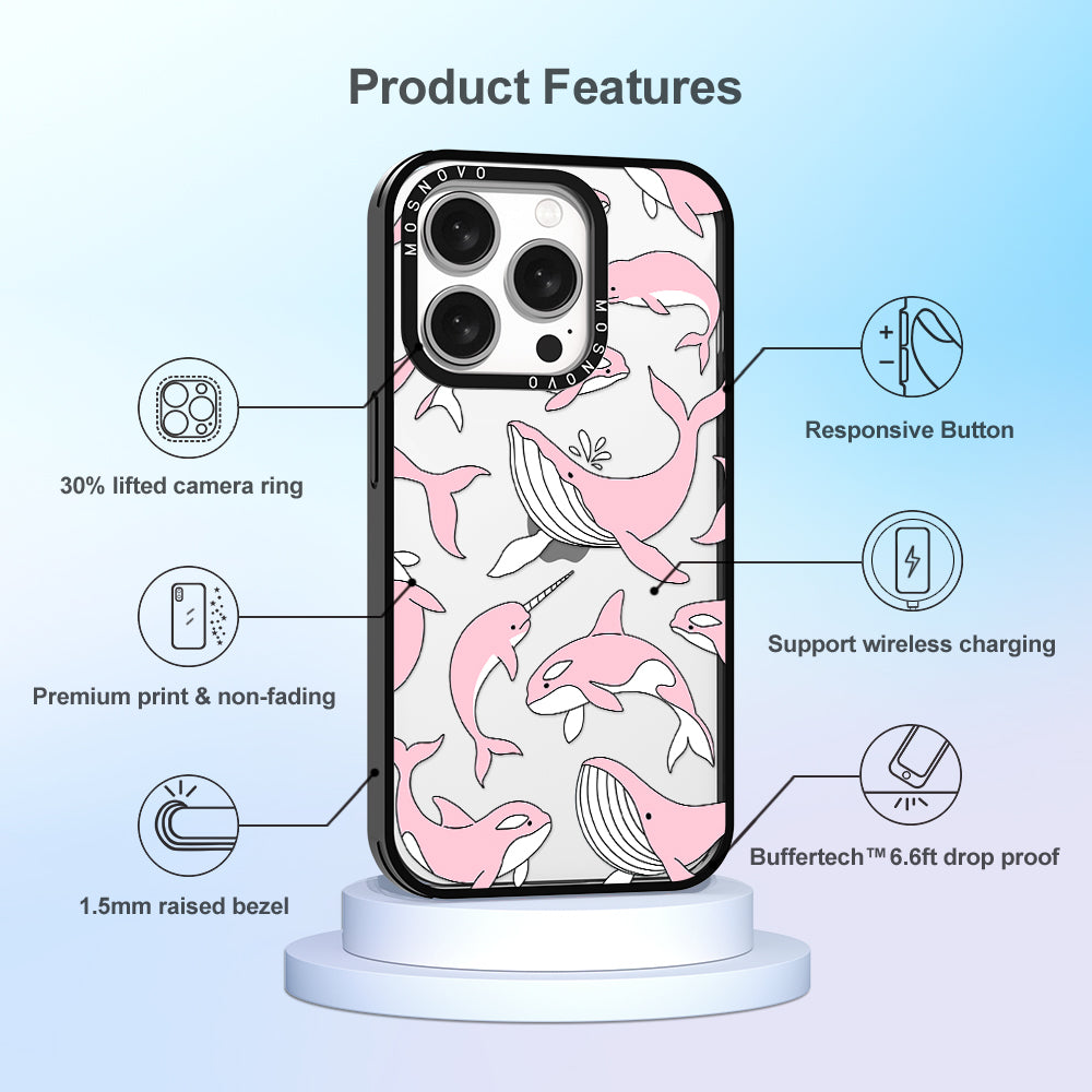 Pink Whales Phone Case - iPhone 15 Pro Case - MOSNOVO