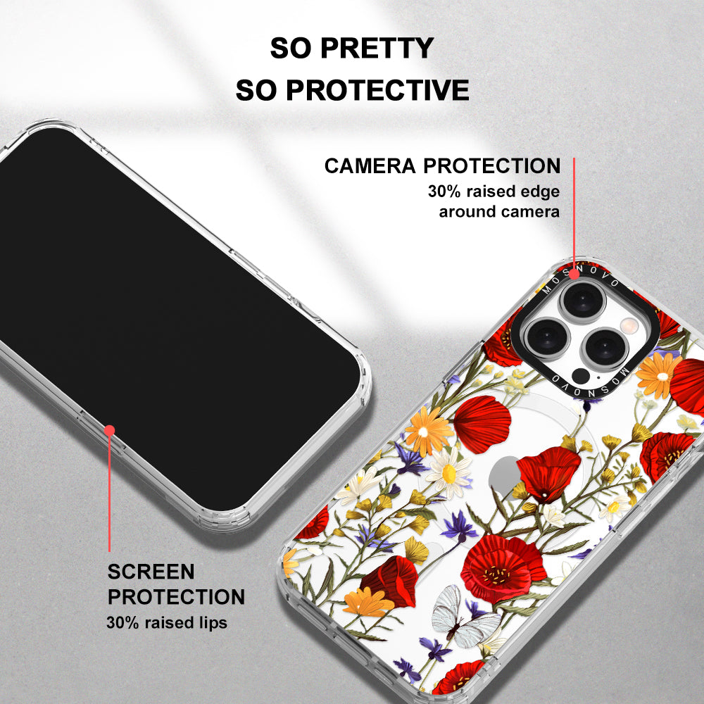 Poppy Floral Phone Case - iPhone 15 Pro Max Case - MOSNOVO