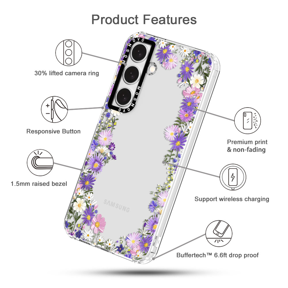 Purple Daisy Garden Phone Case - Samsung Galaxy S24 Case - MOSNOVO