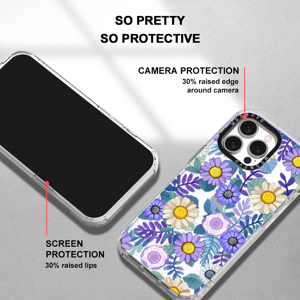 Purple Floral Phone Case - iPhone 15 Pro Max Case - MOSNOVO