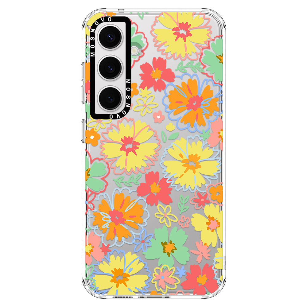 Retro Boho Hippie Flowers Phone Case - Samsung Galaxy S24 Plus Case - MOSNOVO