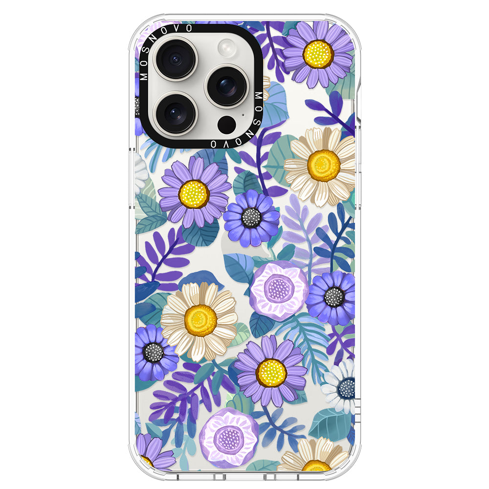Purple Floral Phone Case - iPhone 15 Pro Max Case - MOSNOVO