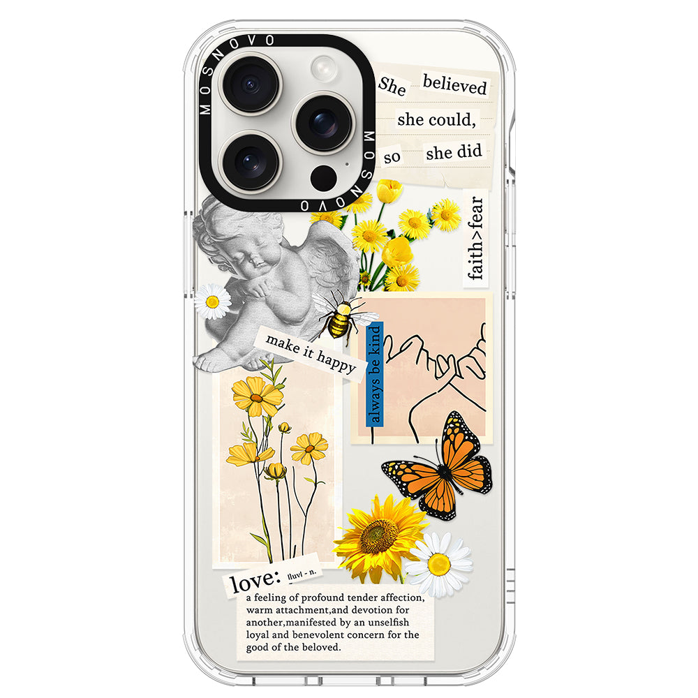Vintage Collage Sunflower Butterfly Phone Case - iPhone 15 Pro Max Case - MOSNOVO